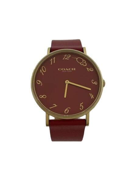 COACH(コーチ) / クォーツ腕時計/アナログ/レザー/RED/RED/SS | 中古品  