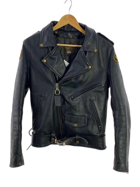 VANSON(バンソン) / ダブルライダースジャケット/38/レザー/BLK/無地 