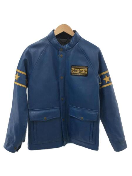 Schott レザーシングルライダースジャケット S 青