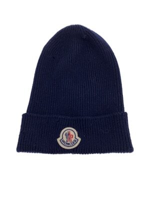 【未使用品】MONCLER ニット帽とスカーフのセット ネイビー 未使用品】MONCLER ニット帽とスカーフのセット ネイビー