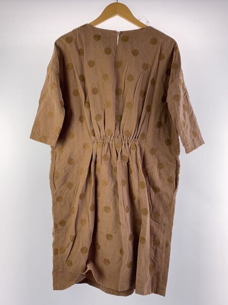 mina perhonen / 7分袖ワンピース/38/コットン/BEG/ドット/ra3060 mina perhonen(ミナペルホネン) / 7分袖ワンピース/36/コットン/BEG