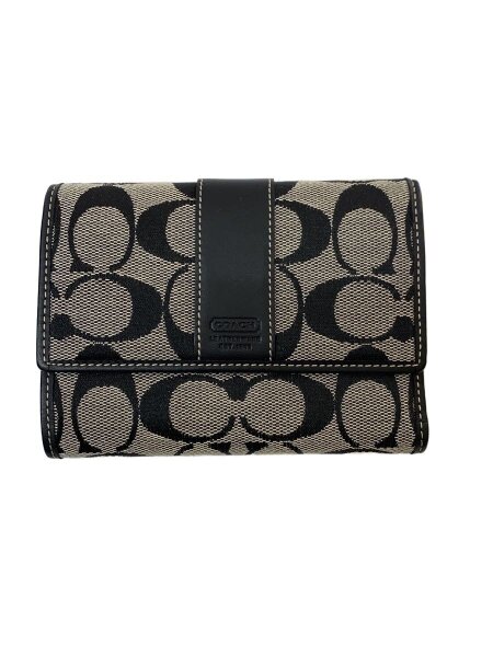 COACH(コーチ) / 3つ折り財布/コットン/BLK/総柄/レディース