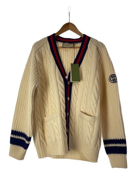 GUCCI(グッチ) / Cable Wool Knit Cardigan/カーディガン/L/ウール/CRM 