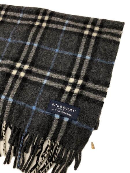 極美品　BURBERRYバーバリーロンドン　カシミヤマフラー　刺繍ロゴ バーバリーロンドンカシミアマフラー 極美品 BURBERRYバーバリー