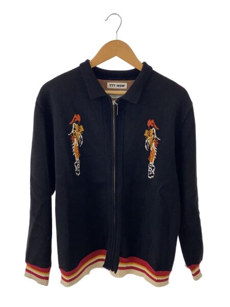 TTT_MSW(ティー) / Ska Zip up Knit Polo/L/コットン/ブラック/TTTK-1 