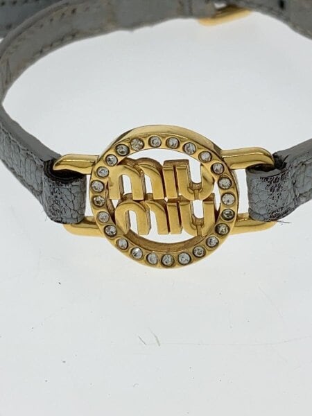 MIU MIU(ミュウミュウ) / マドラスレザブレスレット/M//レザー/GRY