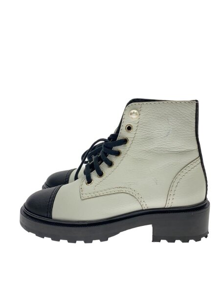 CHANEL(シャネル) / レースアップブーツ/35/WHT/レザー/g35154 | 中古 