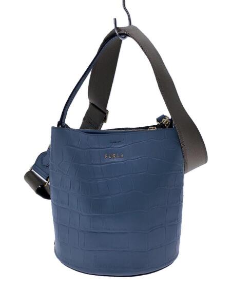 FURLA(フルラ) / ショルダーバッグ/レザー/BLU/バケット/クロコ柄 