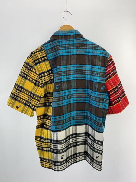 OFF-WHITE / 22SS/チェック柄切替半袖シャツ/S/コットン/マルチカラー/OMGA205S22FAB006 OFF-WHITE(オフホワイト) / 22SS/チェック柄切替半袖シャツ/S/コットン