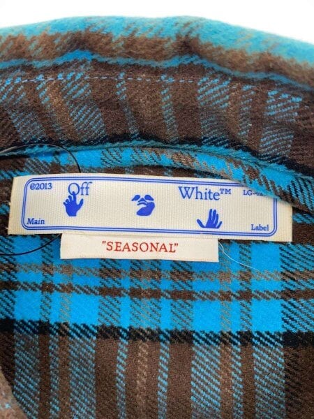 OFF-WHITE(オフホワイト) / 22SS/チェック柄切替半袖シャツ/S/コットン