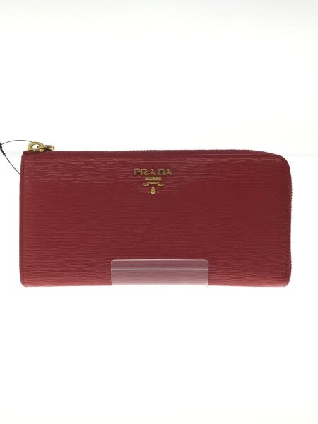 PRADA プラダ 長財布 レザー L字ファスナー レッド シボ革