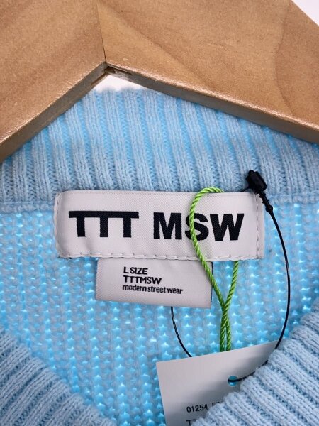 TTT_MSW(ティー) / ニットベスト(薄手)/L/コットン/BLU/TTT-25AW-KT04 