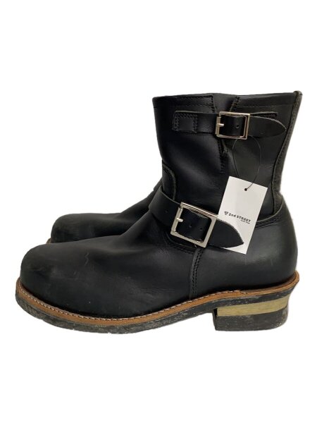 Hawkins〟エンジニアブーツ 黒 スムーズ レザー バックル付き 