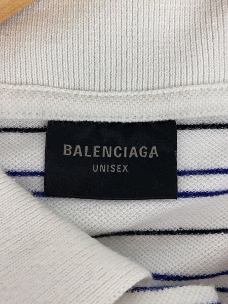 BALENCIAGA(バレンシアガ) / ポロシャツ/XS/コットン/WHT/ボーダー/左