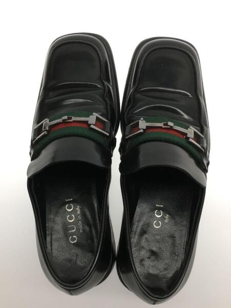 【GUCCI】グッチ シェリーライン スクエアトゥ ローファー 黒 レザー GUCCI】グッチ シェリーライン スクエアトゥ ローファー 黒 レザー
