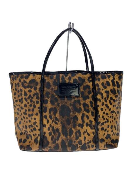 美品 ドルチェアンドガッバーナ エコバッグ トートバッグ ブラック レオパード柄 希少】【美品】DOLCE&GABBANA ドルチェ&ガッバーナ レオパード柄トート
