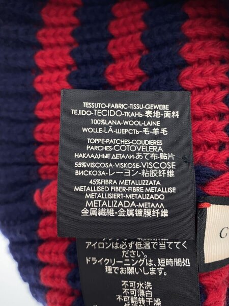 GUCCI(グッチ) / BEE/蜂/ニットキャップ/M/ウール/NVY/ボーダー/メンズ