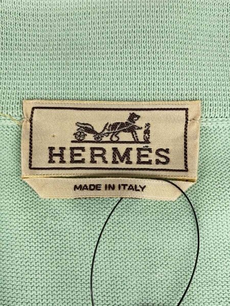 HERMES(エルメス) / スキッパーニットポロシャツ/M/コットン/グリーン 