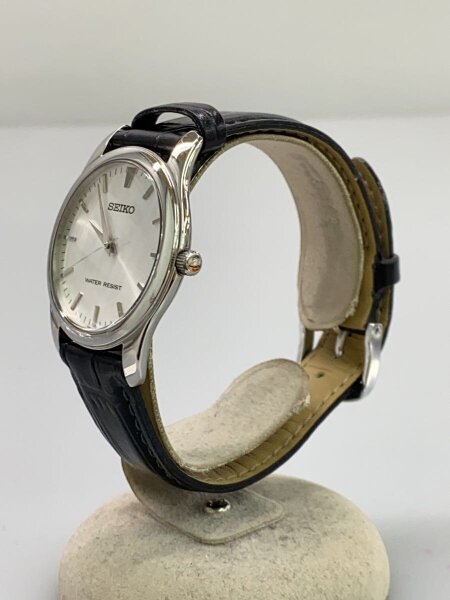 SEIKO(セイコー) / クォーツ腕時計/アナログ/レザー/SLV/BLK/7n01-0de0 