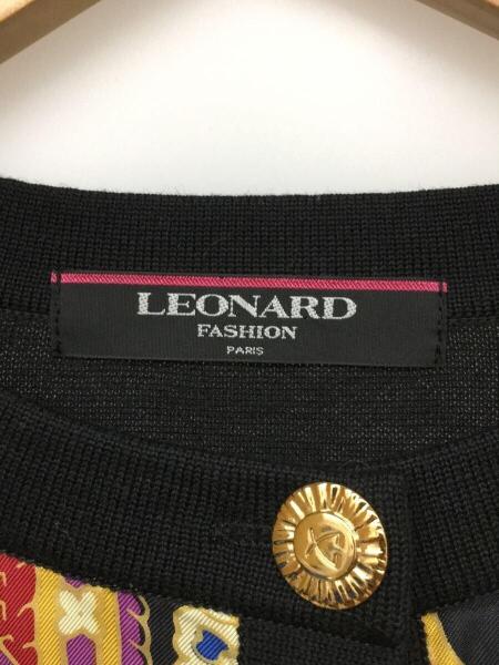レオナール LEONARD FASHION 金釦 カーディガン 花柄 青系 ブルー系 L