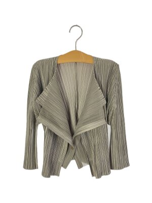 PLEATS PLEASE ISSEY MIYAKE / カーディガン(薄手)/3/ポリエステル/GRY/PP93-J0186 PLEATS PLEASE ISSEY MIYAKE◇カーディガン(薄手)/3/ポリエステル/GRY