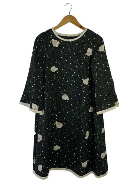 M'S GRACY 半袖ワンピース 40　白色コサージュ付き　未使用に近いです。 M'S GRACY(エムズグレイシー) / 半袖ワンピース/40/ポリエステル/BLK