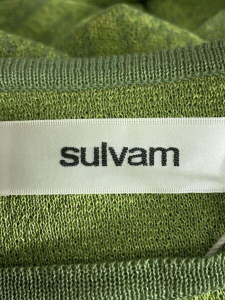 sulvam / ケーブル柄/ニット・セーター(薄手)/S/コットン/GRN/MT-K01-800 sulvam(サルバム) / ケーブル柄/ニット・セーター(薄手)/S/コットン