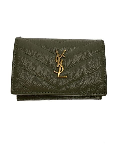 SAINT LAURENT(サンローラン) / 3つ折り財布/レザー/KHK/レディース