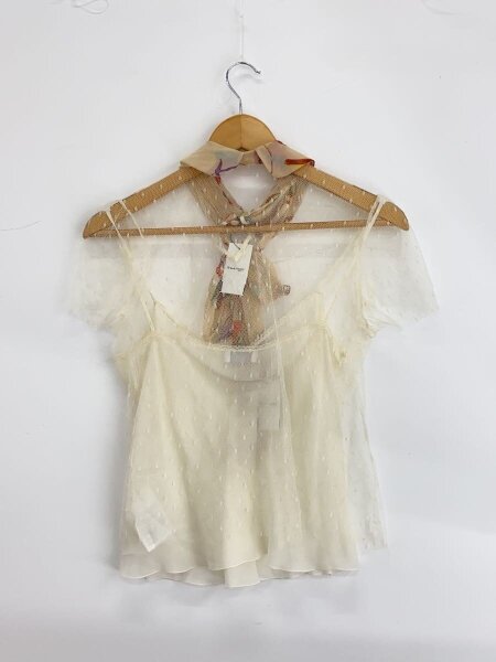 RED VALENTINO / レースブラウス/襟切替/キャミソールセット/半袖ブラウス/40/ポリエステル/IVO RED VALENTINO(レッドヴァレンティノ) / レースブラウス/襟切替