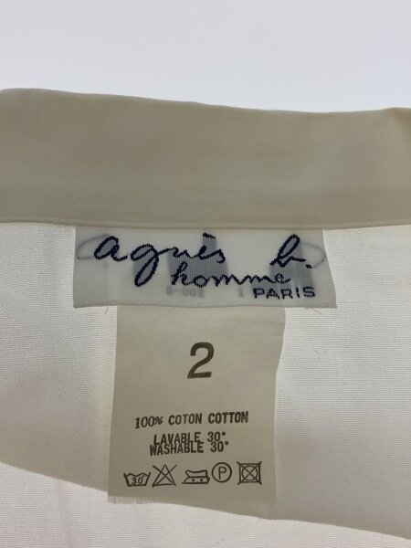 agnes b. homme / オープンカラー/開襟/スクエア/長袖シャツ/2/コットン/ホワイト/無地/00031977 agnes b. homme(アニエスベーオム) / オープンカラー/開襟/スクエア