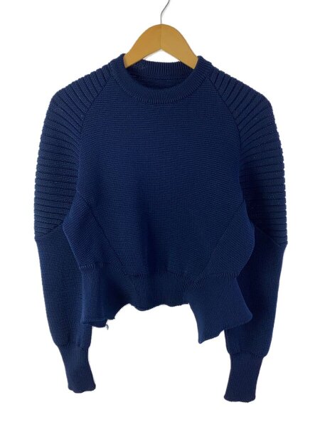 ルシェルブルー カシミヤ混 サイドリボンvネックニット ブラック 黒 LE