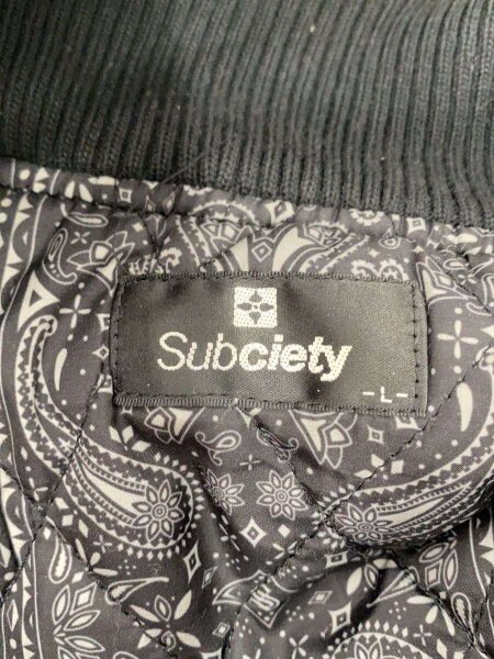 【希少】Subciety スタジャン レザージャケット 刺繍ロゴ 古着 M subciety(サブサエティ) / スタジャン/L/ウール/ブラック/メンズ