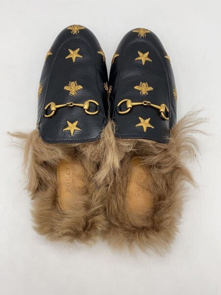 GUCCI(グッチ) / フラットシューズ/ホースビットヘbee/サンダル/38/BLK 