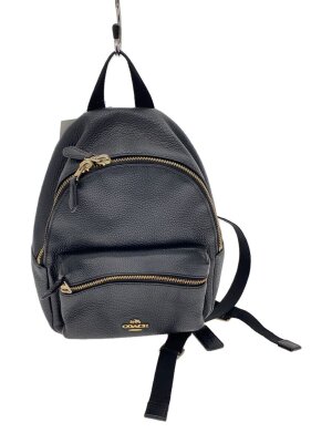 coach リュック シボ革 PVC ゴールド ロゴ A4収納可能 黒 リュック 黒