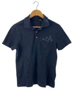 LOUIS VUITTON ボーダーポロシャツ ルイヴィトン グレー モノグラム