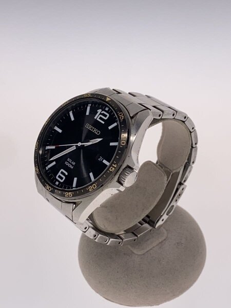 SEIKO(セイコー) / ソーラー腕時計/アナログ/BLK/SLV/V157-0CP0 | 中古 