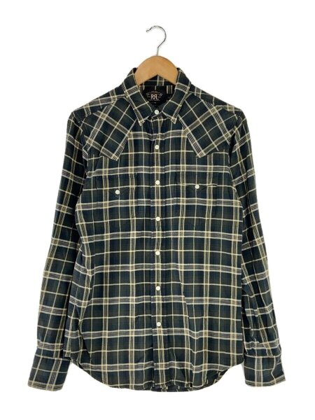 RRL ダブルアールエル オンブレチェック オープンカラー 長袖シャツ M