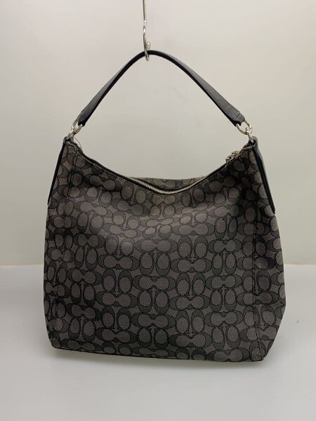 美品 COACH コーチ ショルダーバッグ シグネチャー F58327 グレー ブラック キャンバス レザー レディース【本物保証】 COACH（コーチ） シグネチャー ロゴ 斜め掛け ショルダーバッグ 黒