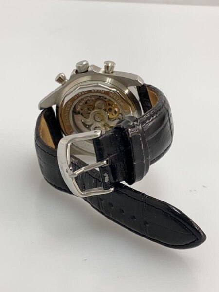 美品】 Gallucci 自動巻き デュアルタイム 裏スケ 機械式 本革 