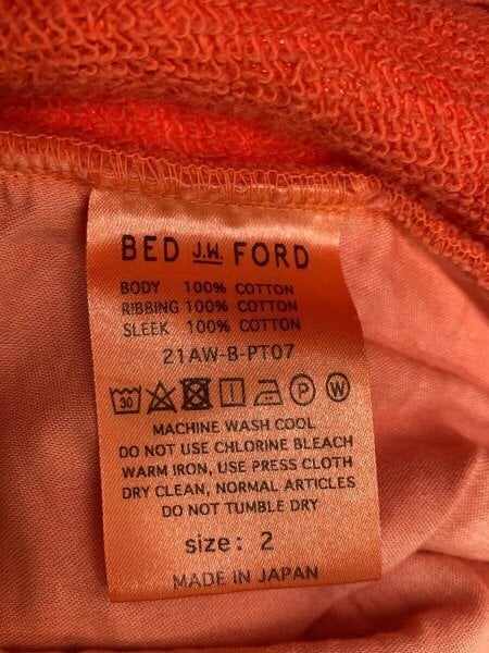 BED J.W. FORD / J/Overdye Sweat Pants/スウェットパンツ/2/コットン/ORN/21AW-B-PT07// BED J.W. FORD(ベッドフォード) / J/Overdye Sweat Pants/スウェット