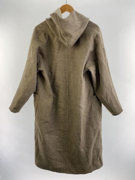 GALERIE VIE / ウールダブルフェイス フーデッドコート/36/ウール/BRW/ヘリンボーン/23-08-95-08304 GALERIE VIE(ギャルリーヴィー) / ウールダブルフェイス フーデッド