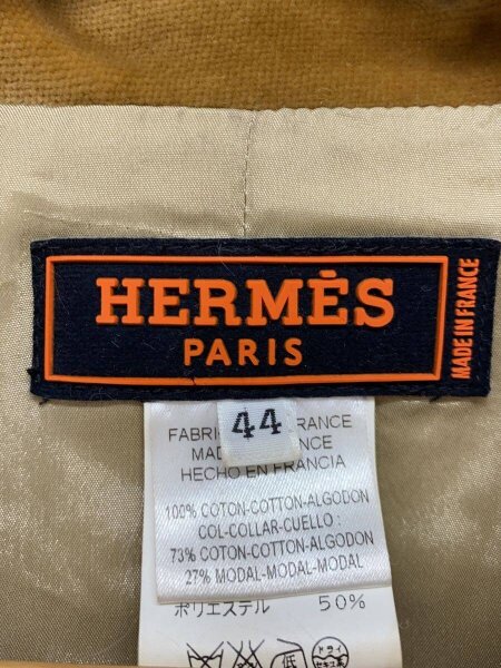 HERMES(エルメス) / 乗馬ジャケット/ベロアカラー/44/コットン/CRM