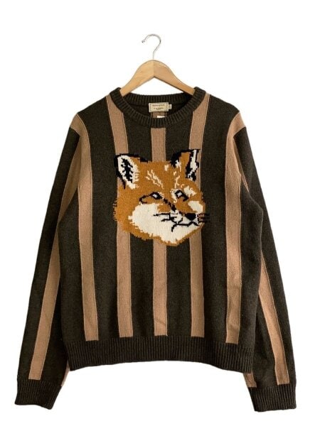 【最終値下げ】MAISON KITSUNEストライプセーター M MAISON KITSUNE(メゾンキツネ) / ニット・セーター(厚手)/L/ウール/BRW