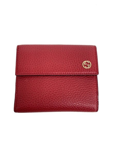 GUCCI(グッチ) / 2つ折り財布_インターロッキングG/レザー/RED/無地 