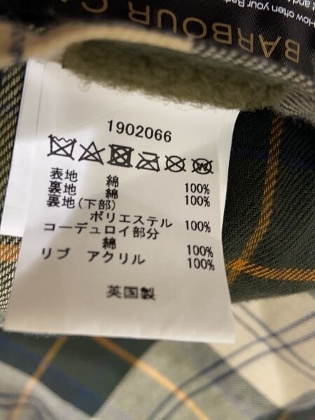 Barbour / 背中・左ポケットシミ有/ジャケット/44/コットン/GRN/無地/MWX0018SG91 Barbour(バブアー) / 背中・左ポケットシミ有/ジャケット/44/コットン