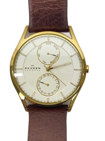 SKAGEN(スカーゲン) / 手巻腕時計/アナログ/レザー/WHT/BRW/SKW6066 
