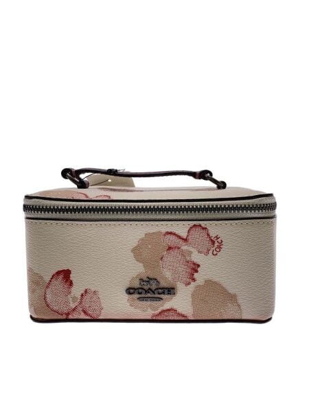 美品！コーチ　coach ハンドル付き　バニティポーチ　花柄 COACH(コーチ) / バニティポーチ/レザー/IVO/花柄/レディース/F38638