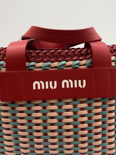 MIU MIU(ミュウミュウ) / エコレザー/カゴバッグ/レザー/RED// | 中古