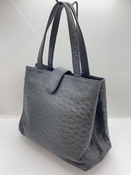 GENUINE OSTRICH(オーストリッチ) / ハンドバッグ/レザー/BLK// | 中古 