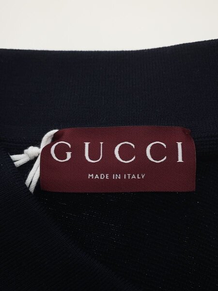 GUCCI(グッチ) / ポロシャツ/L/シルク/NVY/無地/814994 XKEKK 4345